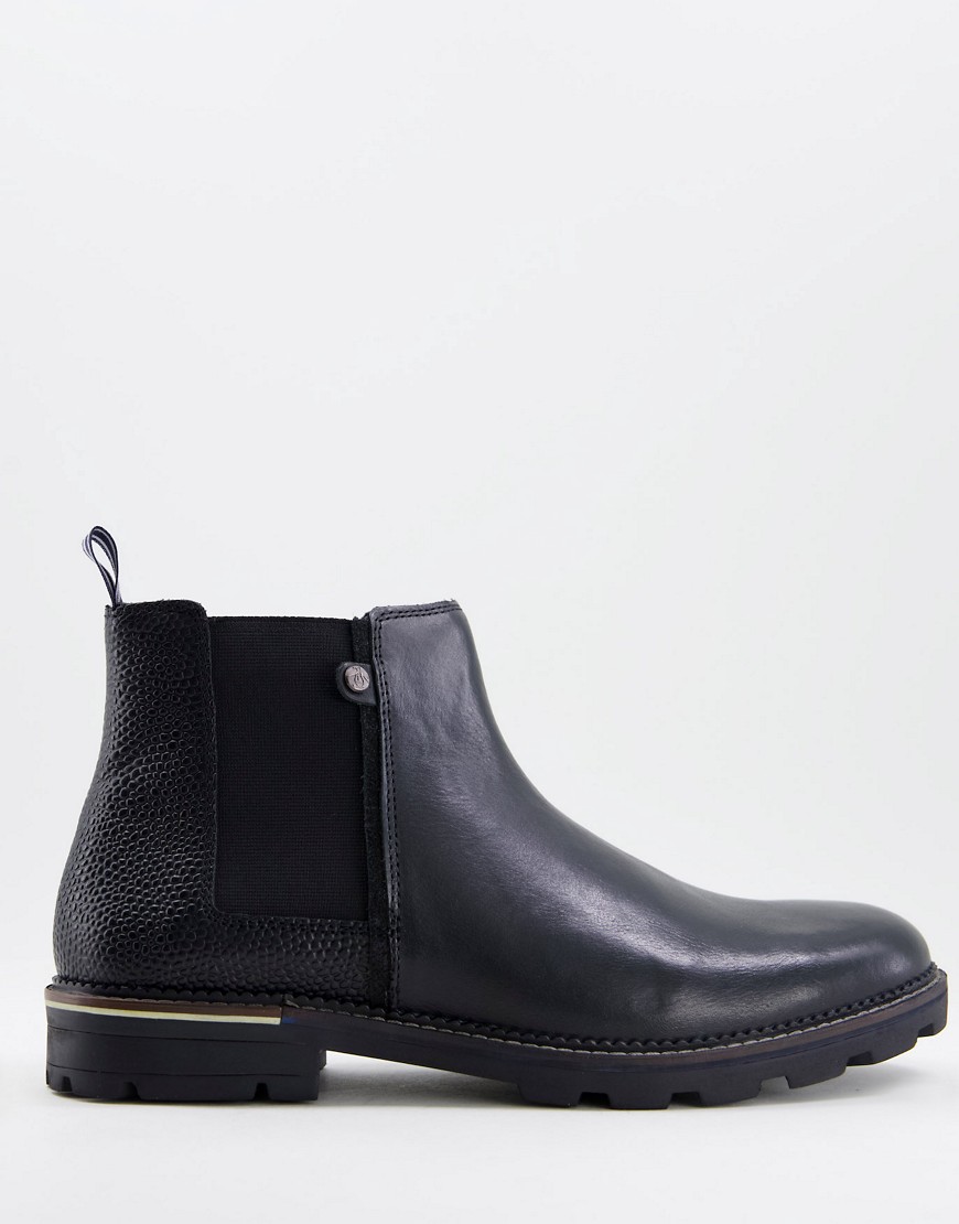 Original Penguin casual chunky chelsea boots in black leather