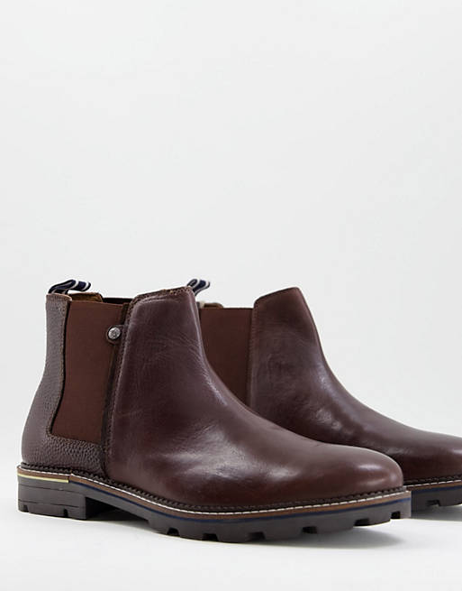 Original Penguin casual chunky chelsea boots in brown leather