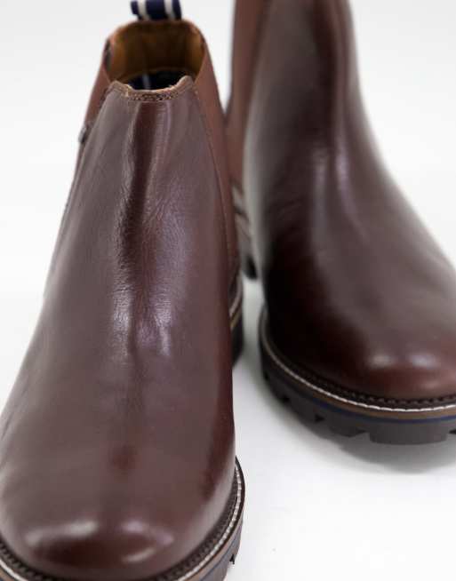 Original Penguin casual chunky chelsea boots in brown leather, 3 of 4