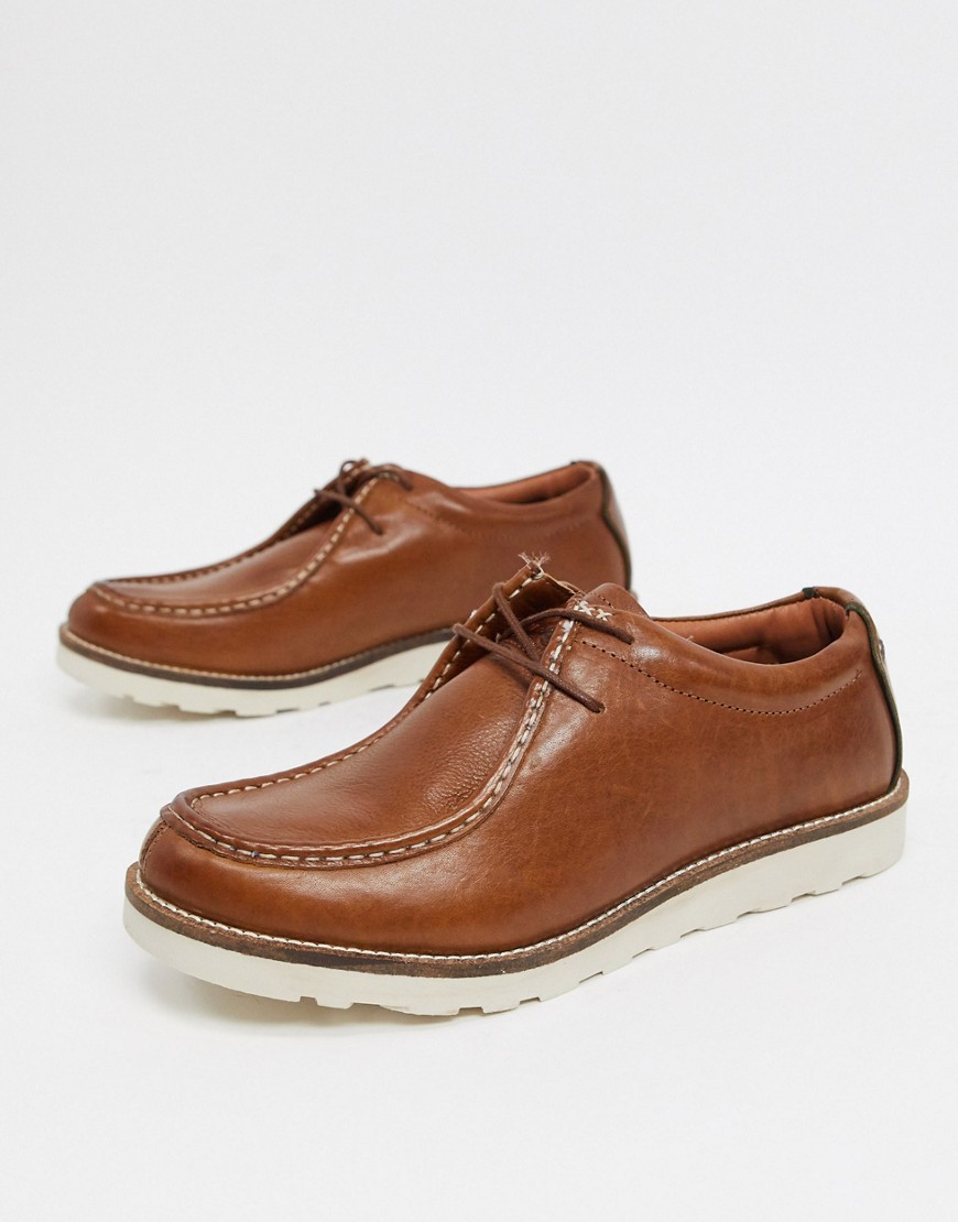 Original Penguin casual lace-up shoes in tan leather-Brown
