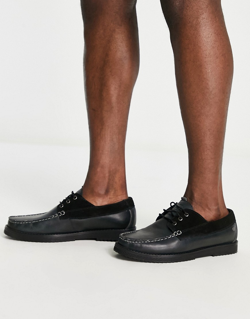 Original Penguin Chunky Boat Shoes In Black Suede