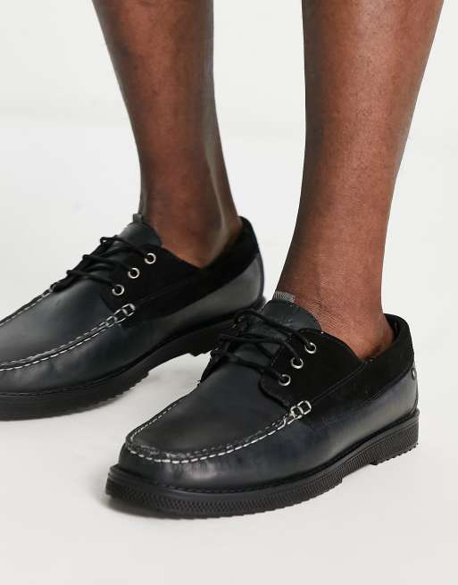 Original Penguin chunky boat shoes in black suede ASOS