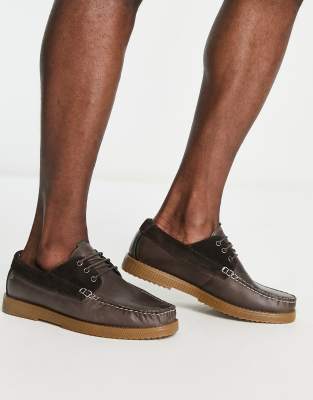 Original Penguin chunky boat shoes in brown suede with gum sole