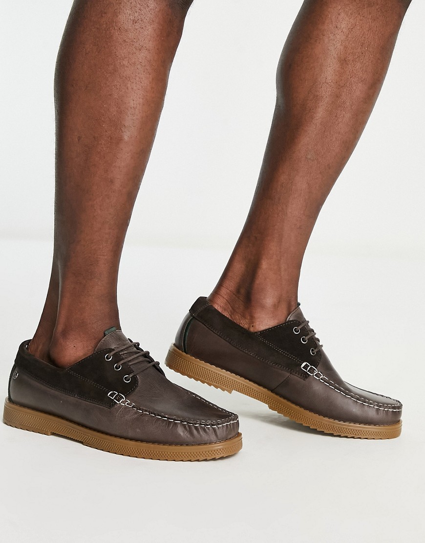 Original Penguin Chunky Boat Shoes In Brown Suede With Gum Sole