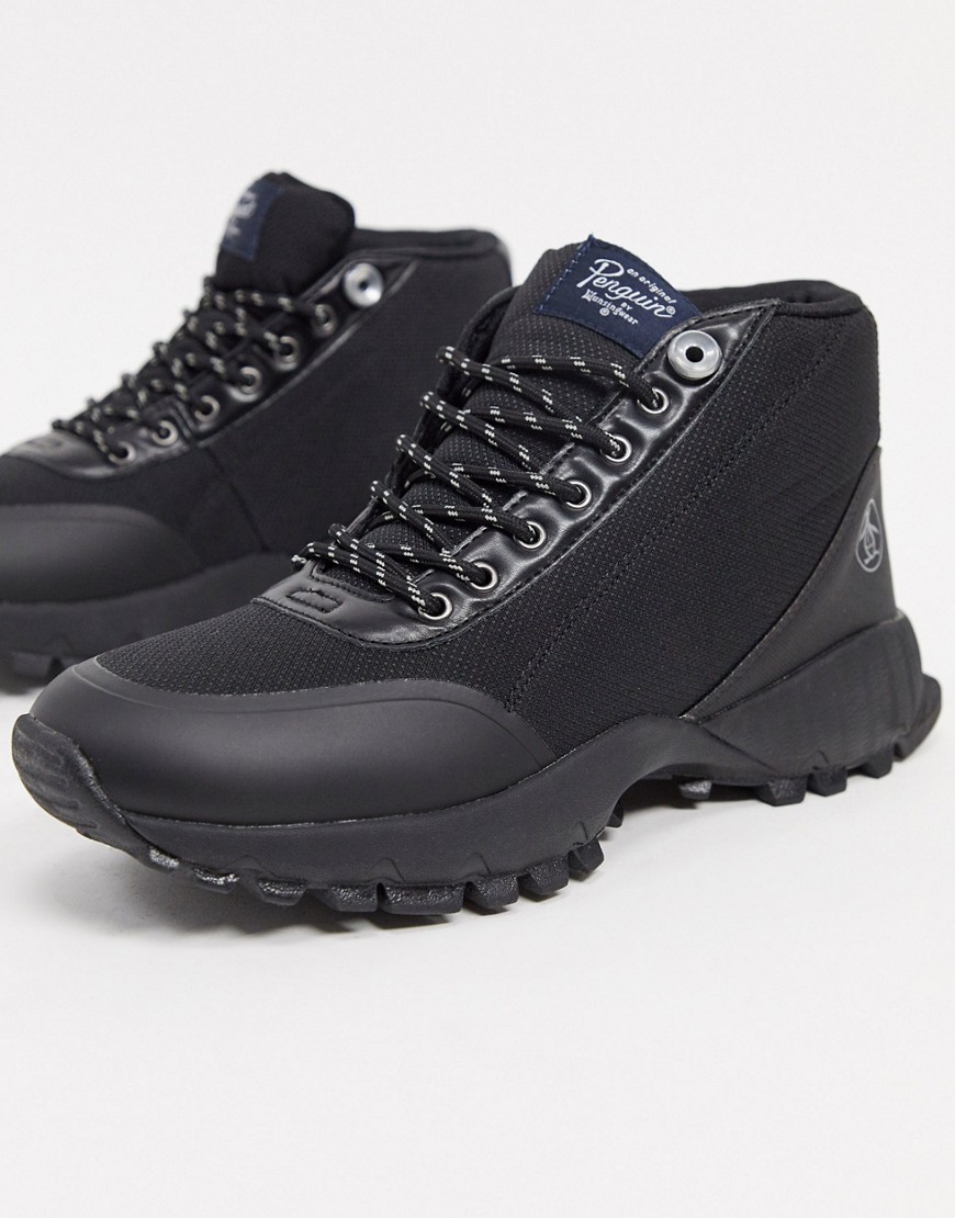 Original Penguin Chunky Contrast Sole Sneakers Boot In Black Mix