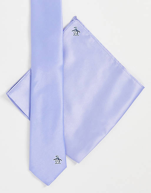 Cravatta tinta unita con fazzoletto da taschino da Uomo di Original Penguin in Rosso Uomo Accessori da Cravatte da 