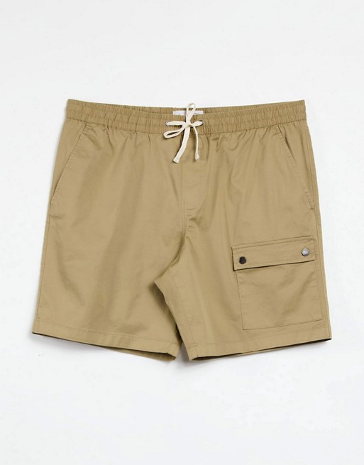 Original Penguin drawstring cargo pocket shorts in kelp beige
