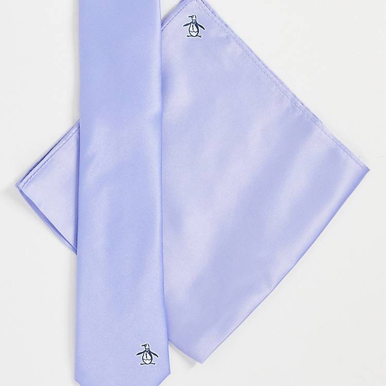 einfarbige krawatte und einstecktuch in Blau für Herren Herren Accessoires Krawatten Original Penguin 