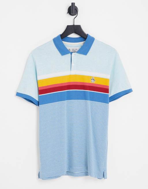 Original Penguin – Flerfärgad pikétröja med ränder över bröstet