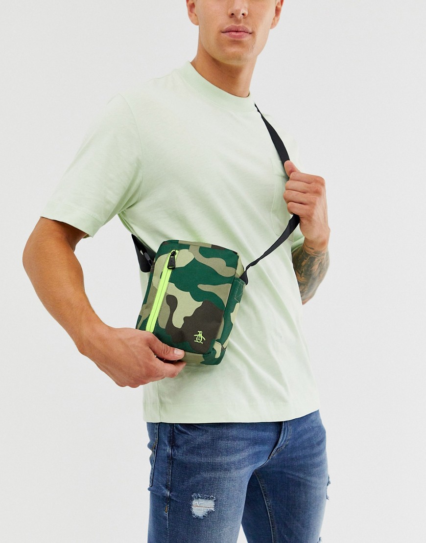 Original Penguin - flight-taske i camouflage-Grøn