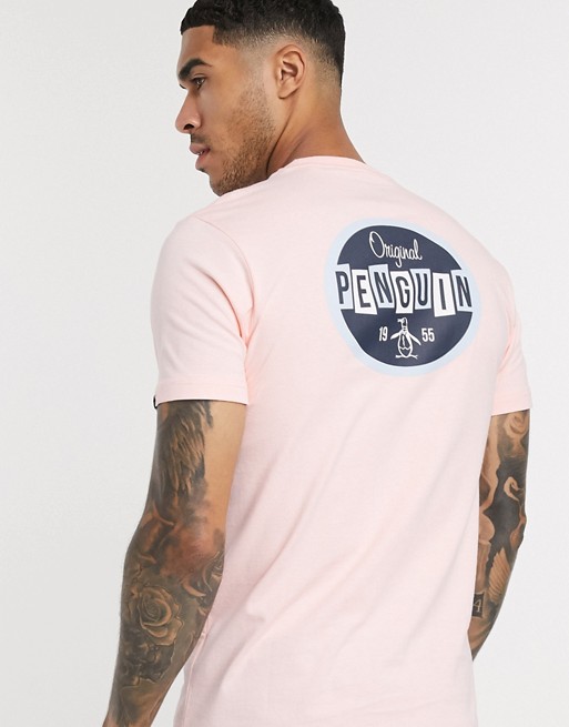 Original Penguin future retro logo t-shirt in pink