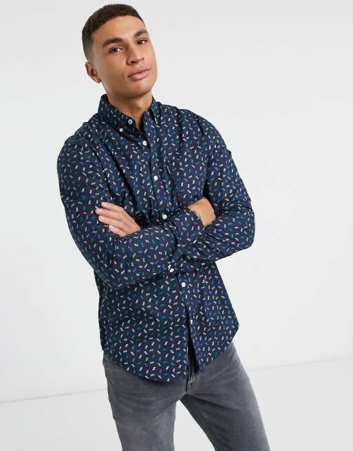 Original Penguin geo print long sleeve shirt