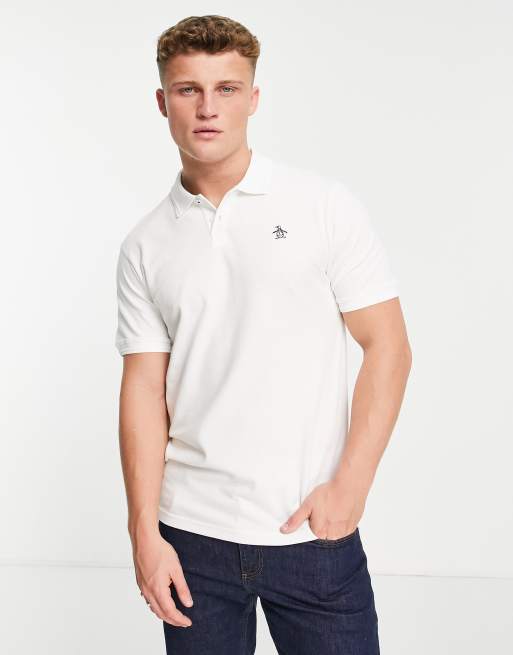 Original Penguin - Geribbelde polo in wit