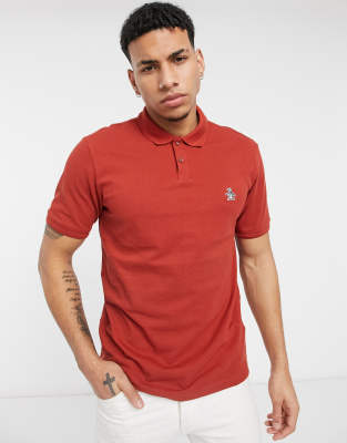 Original Penguin Original Penguin icon logo raised rib pique polo in dark red