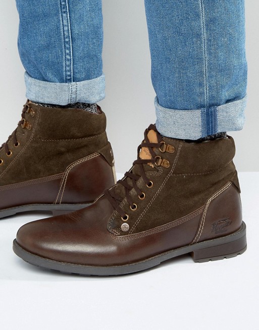 Original Penguin | Original Penguin Lace Up Boots In Brown Leather