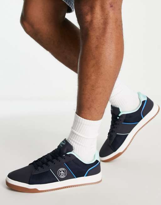 Original Penguin lace up logo trainers in navy
