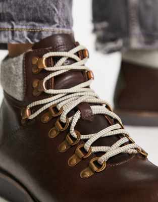 brown lace up hiker boots