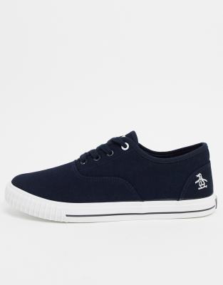 Original Penguin Lace Up Plimsolls In Navy