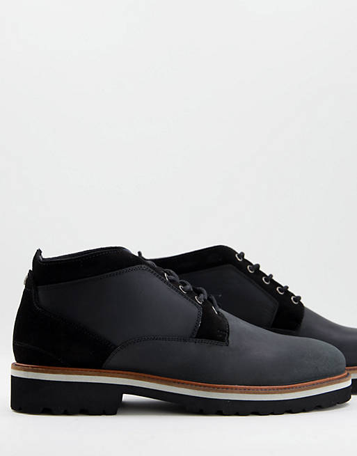 Original Penguin lace up worker boots in black leather | ASOS