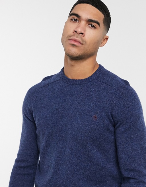Original Penguin lambswool jumper in navy with small logo