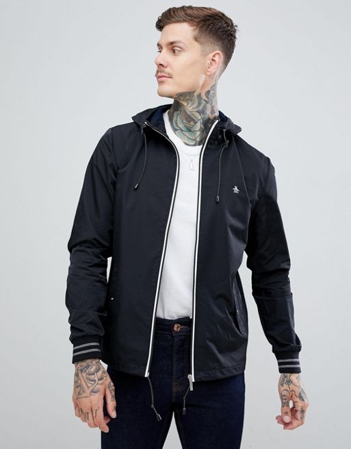 Original Penguin lightweight jacket hooded nylon in black | ASOS