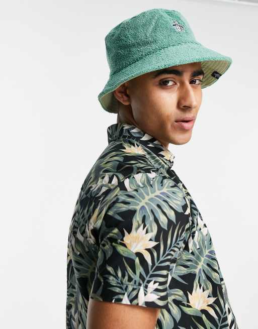 Original Penguin logo french terry bucket hat in green | ASOS