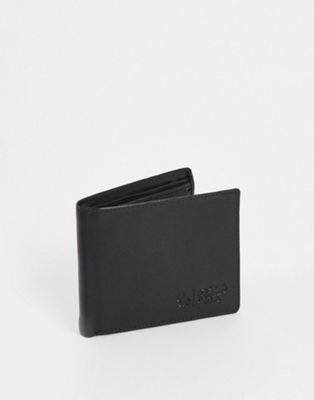 Original Penguin logo leather bifold wallet in black