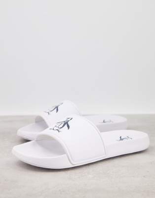 Original Penguin Logo Sliders In White