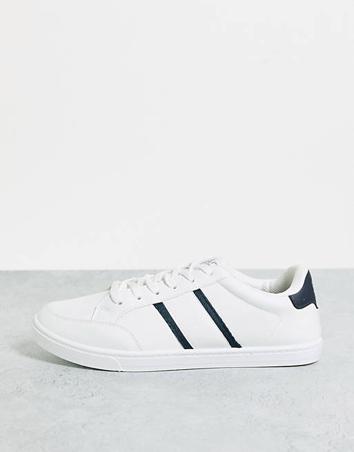 Original Penguin minimal lace up trainers in white