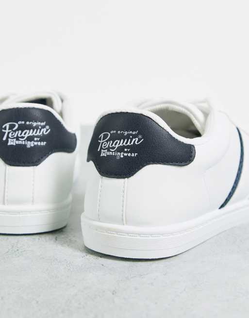 Original Penguin minimal lace up trainers in white, 2 of 4