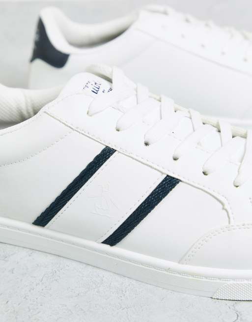 Original Penguin minimal lace up trainers in white, 3 of 4