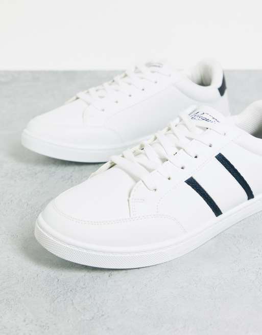 Original Penguin minimal lace up trainers in white, 4 of 4