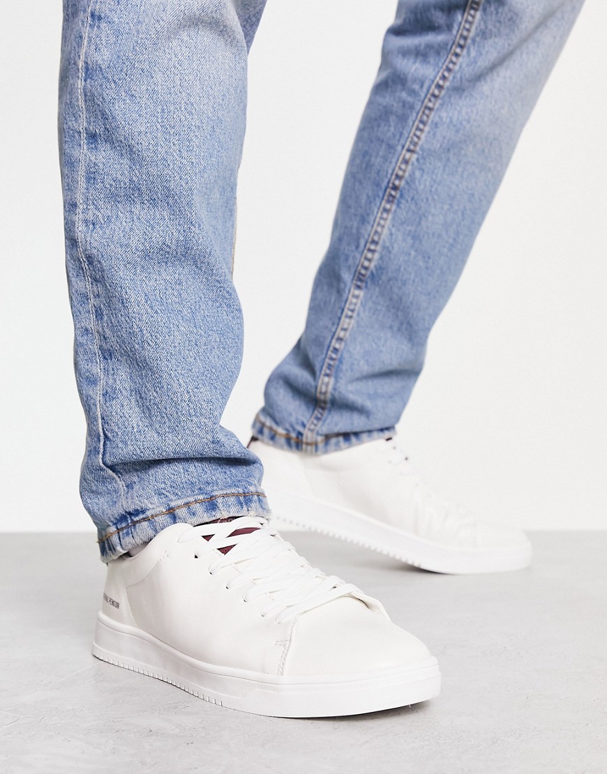 Original Penguin Minimal Smooth Faux Leather Sneakers In White