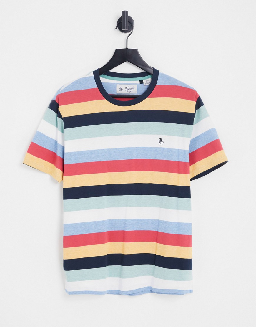 Original Penguin multi stripe t-shirt-Blue