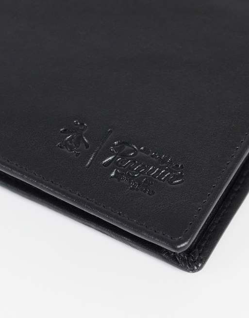 Original Penguin - Opvouwbare leren portemonnee met logo in zwart, 3 van 4