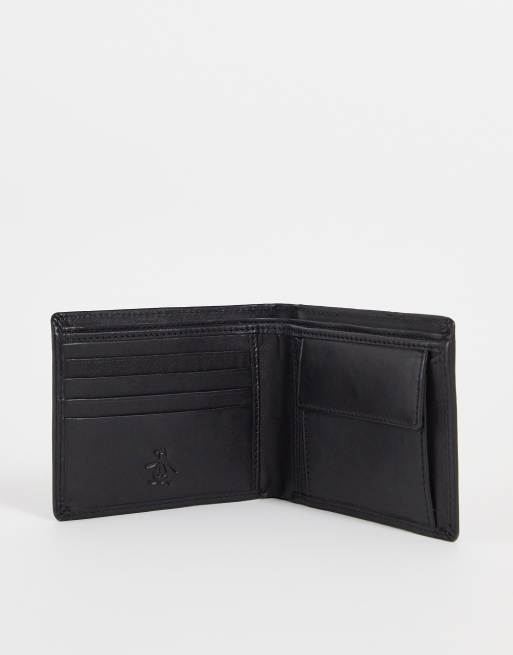Original Penguin - Opvouwbare leren portemonnee met logo in zwart, 4 van 4