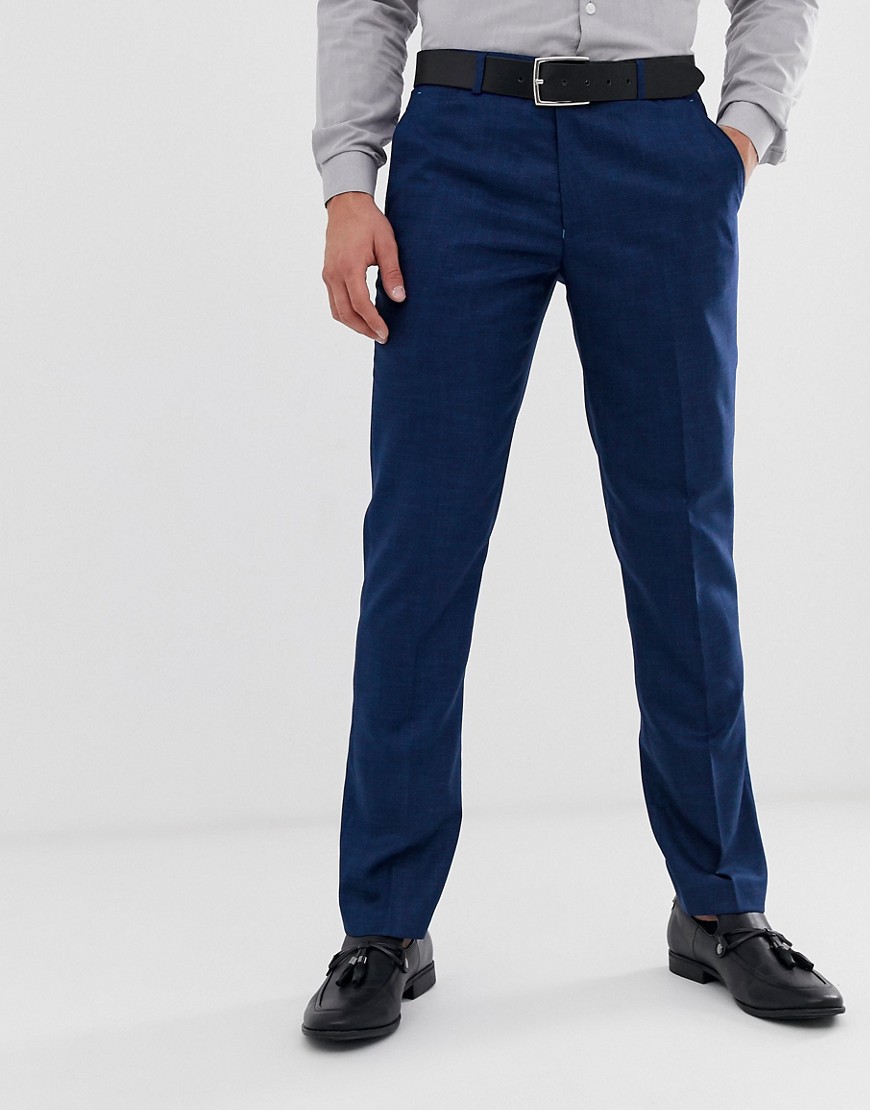 Original Penguin - Pantaloni da abito testurizzato slim blu tinta unita-Navy