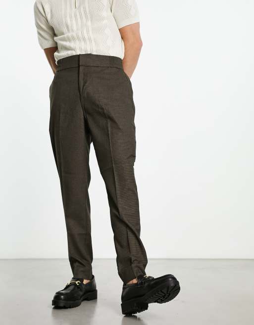 Original Penguin - Pantaloni eleganti carrot marroni a quadri