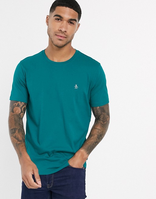 Original Penguin pin point embroidered logo t-shirt in green