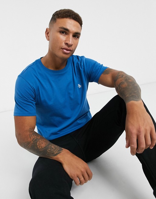 Original Penguin pinpoint t-shirt in blue with small logo