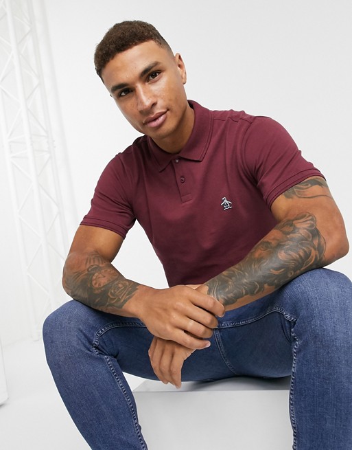 Original Penguin polo in burgundy with small logo