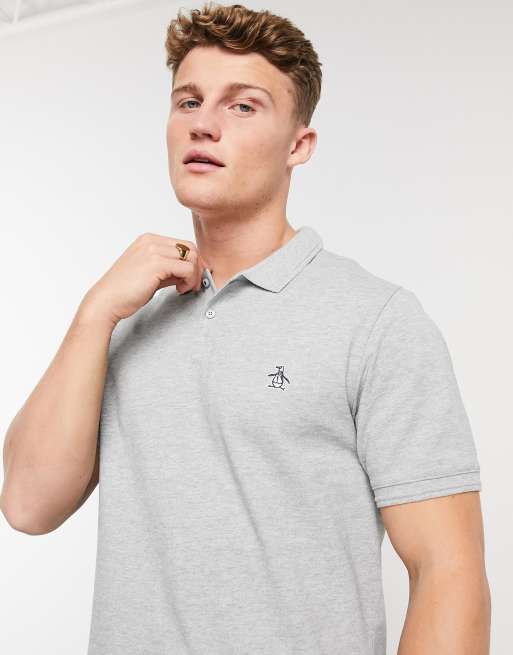 Original Penguin polo raised rib polo in gray ASOS