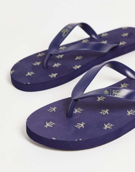 Original Penguin pool side flip flops in navy