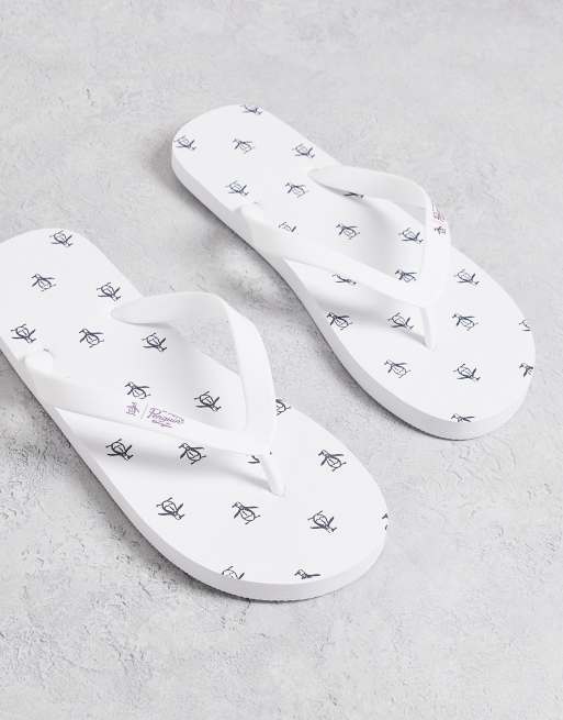 Original Penguin pool side flip flops in white