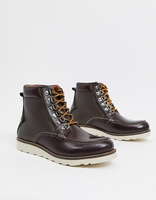 Original Penguin premium hiker boots in brown leather
