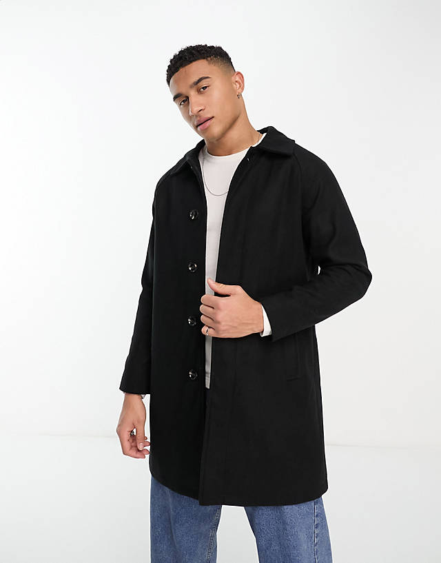 Original Penguin - relaxed fit overcoat in black