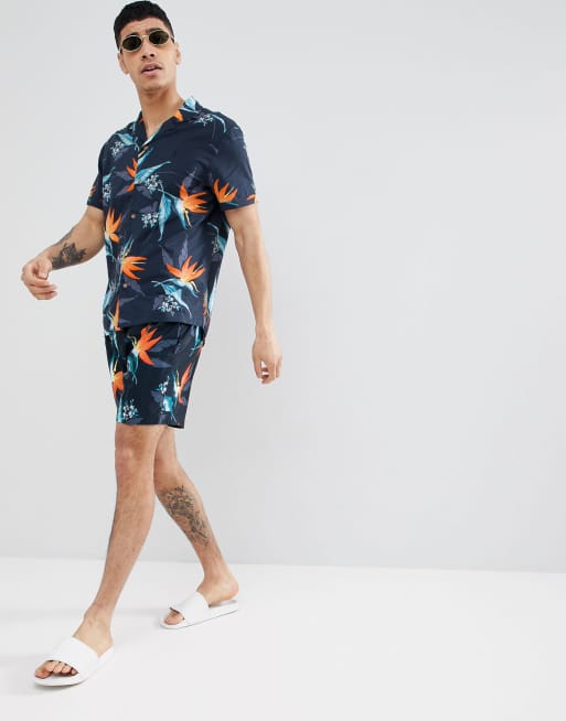 Original Penguin Floral Short-Sleeve Woven Camp Shirt