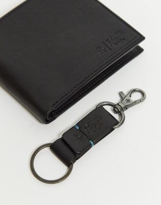 Original Penguin – Set med läderplånbok och nyckelring i presentförpackning-Svart