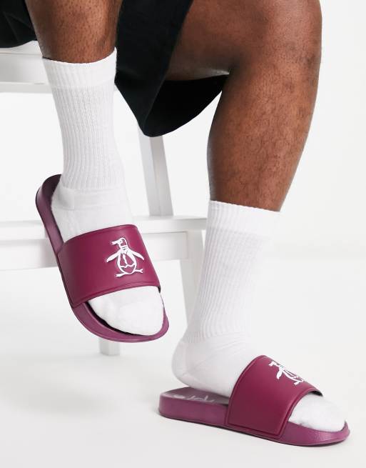 Original Penguin – Slider mit Logo in Pflaume
