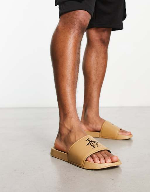 Original Penguin - Sliders color sabbia con logo